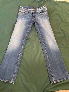 Miss Me Men's Light Blue Bootcut Jeans with Subtle Fade